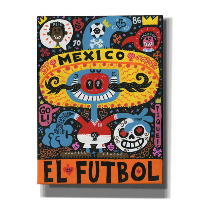 «Harro La Mascota Del Mundial» par Jorge R. Gutierrez - reproduction d'art sur toile tendue, L 12 po x H 16 po