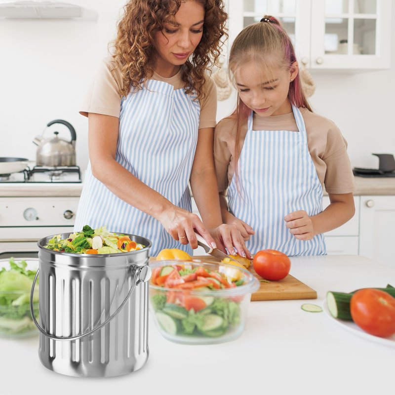 Oggi préparation 1 gallon Composteur de cuisine d'intérieur en acier inoxydable avec couvercle verrouillable