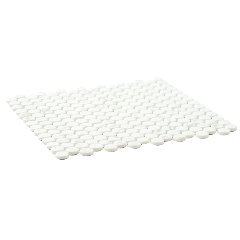 Carreau de mosaïque rond en verre 12 po x 12 po Eterna Penny, Blanc