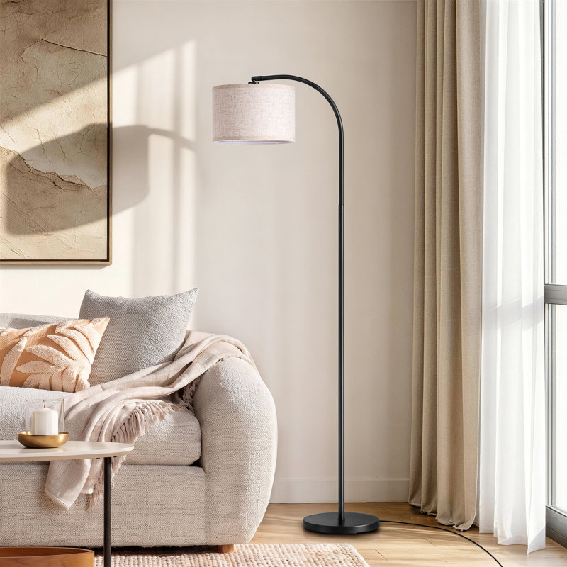 Lampe sur pied arquée 63 po Kjeld, Noir