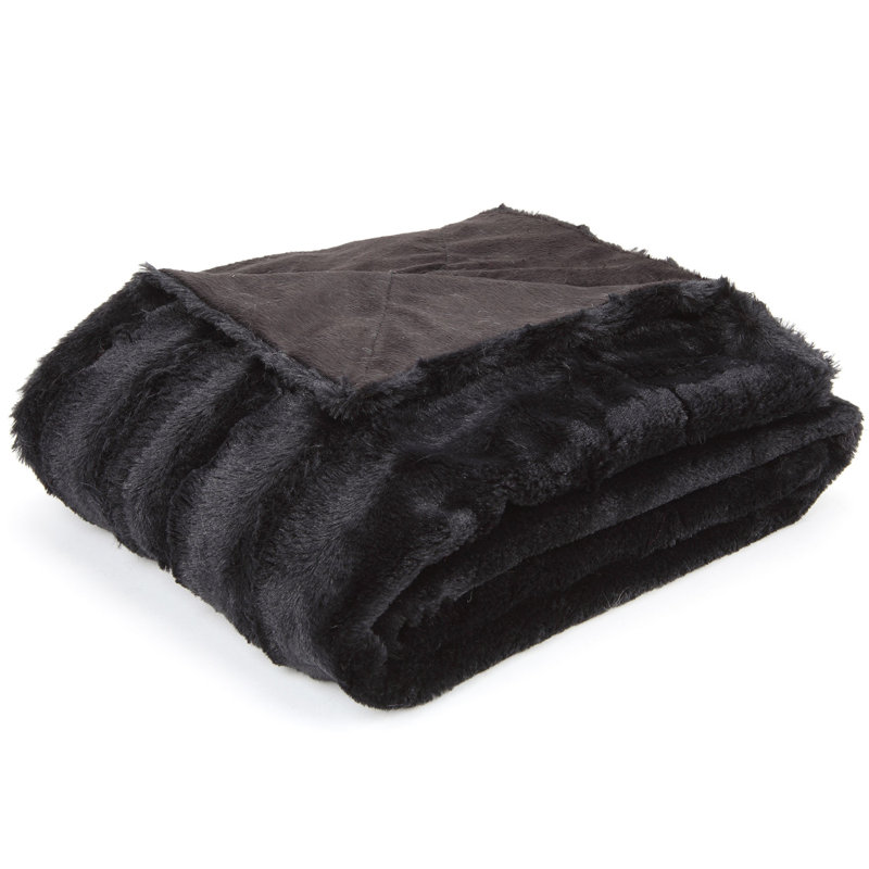 White Faux Fur Reversible Machine Washable Pet Blanket