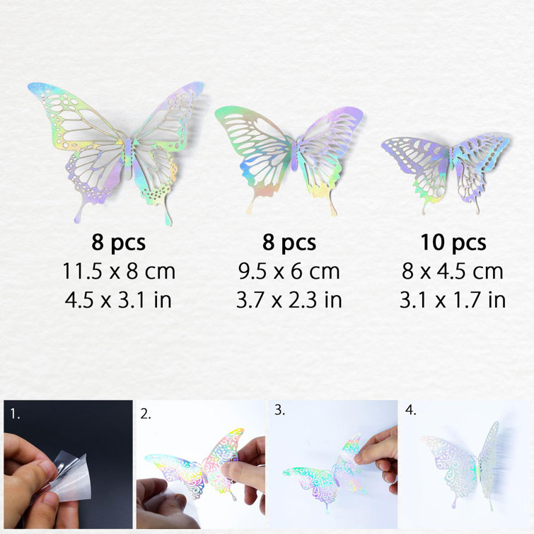 Gracie Oaks Purple Butterfly Decals 3D Mirrored