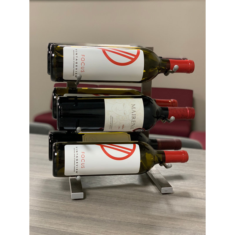 Tabletop Wine Bottle Rack in Brushed Nickel