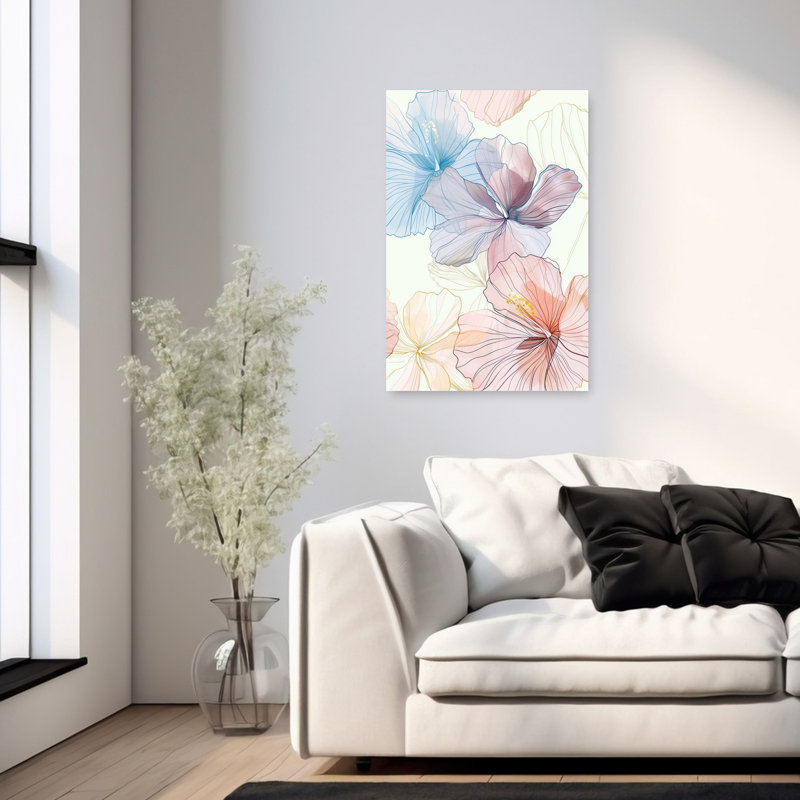 Hibiscus éthéré pastel abstrait hibiscus éthéré délicat, 36" H x 24" W