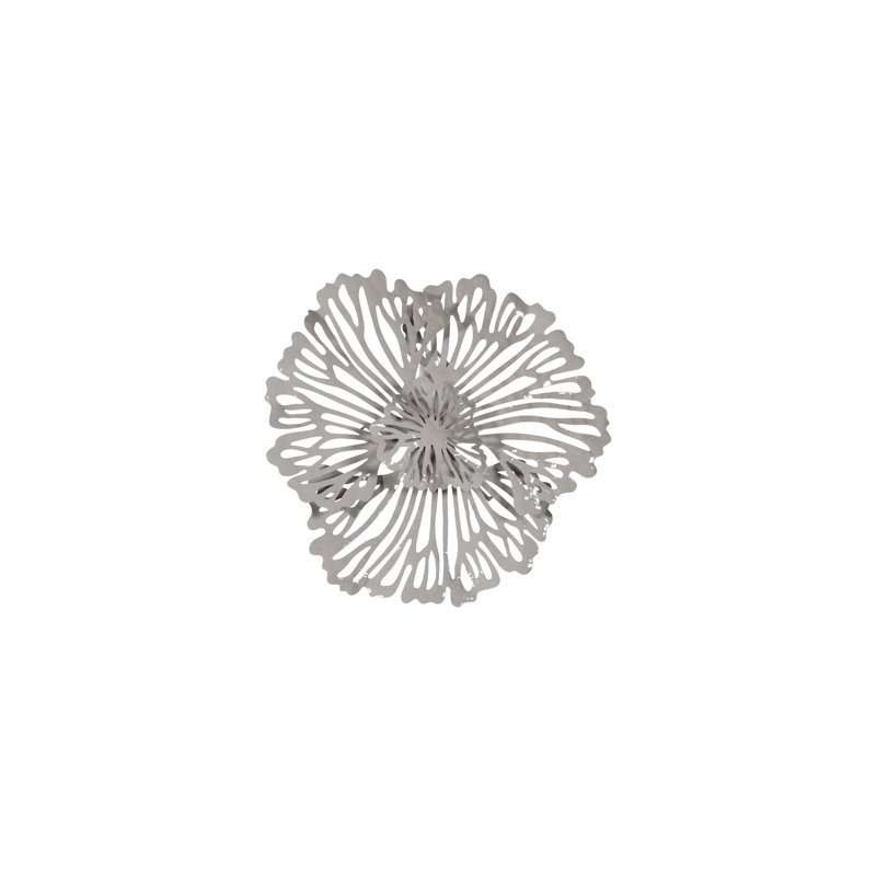 Extra Small Gray Metal Floral Wall Art