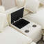 Canapé modulaire en chenille de 111 po avec deux repose-pieds amovibles, deux ports USB, deux porte-gobelets et une grande boîte de rangement pour le salon-115211030