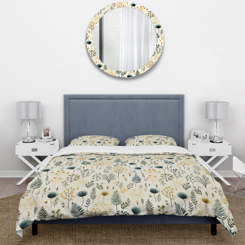 Ensemble de housse de couette Botanical Harmony II, Housse de couette simple + 1 taie décorative stan