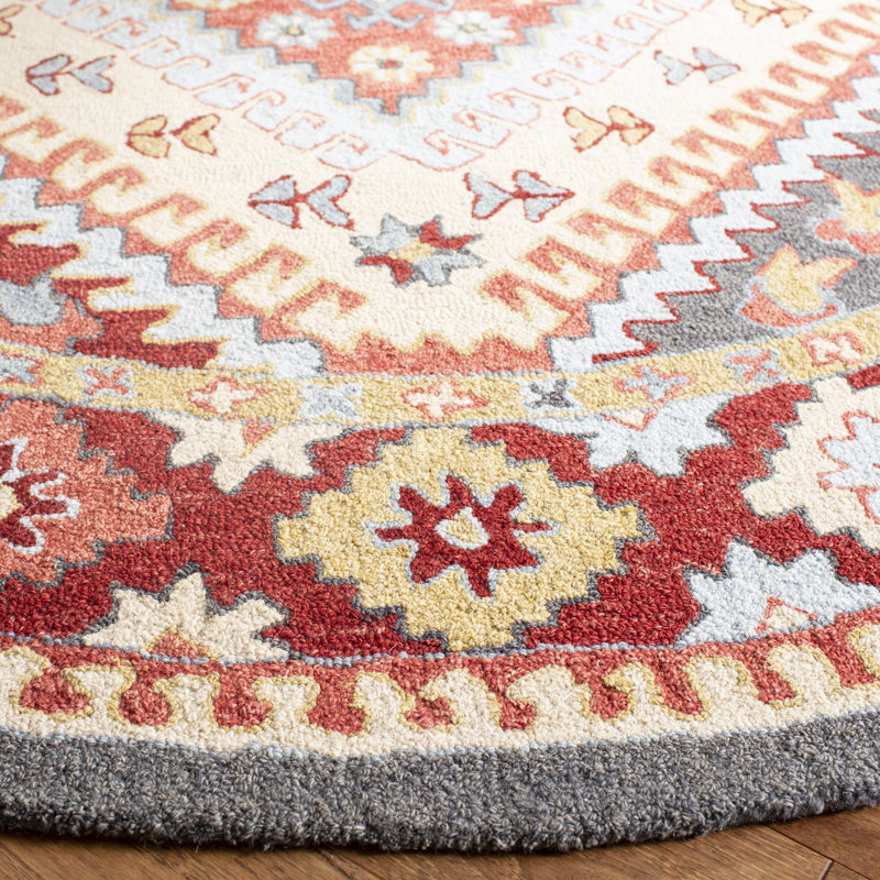 Tapis touffeté à la main en coton / laine rouge / ivoire Chadbourn, Tapis de couloir 2 pi 3 po x 8 pi