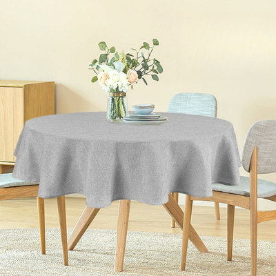 1 Piece Round Linen Tablecloth for Kitchen Dining Room Linen Texture Table Cover,Wrinkle and Stain Resistant,Washable Polyester Fabric Table Cloth for Holiday Farmhouse Party
