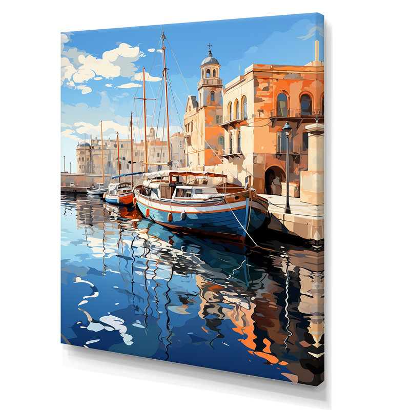 Spain Mediterranean Harbour In Valenciain I - Nautical & Beach Wall Art Prints, H 32 po x l 16 po x P 1 po, Toile tendue