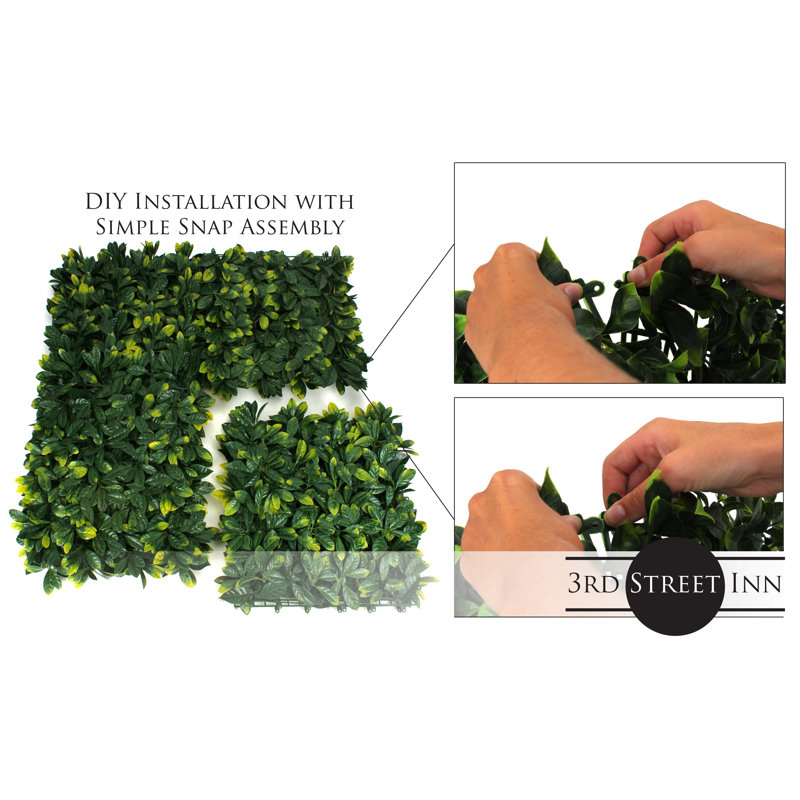 Laurel feuillage protégé contre les rayons UV pour la décoration extérieure. Panneaux de 20 po x 20 po (ensemble de 4)
