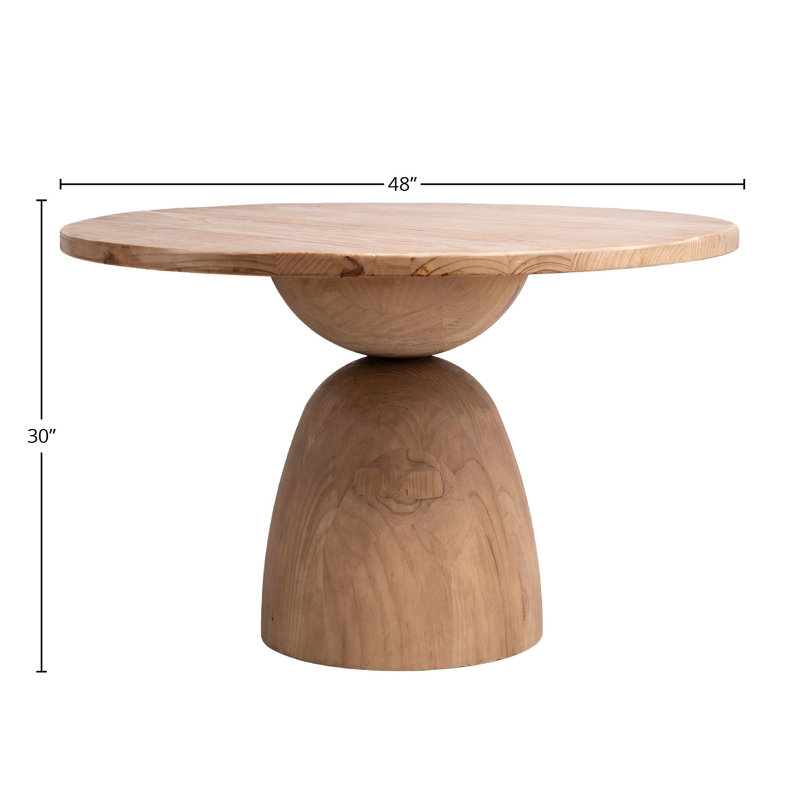 Balak Reclaimed Pine Round Modern Hourglass Bistro Dining Table, 30'' H x 48" L x 48" W, Natural