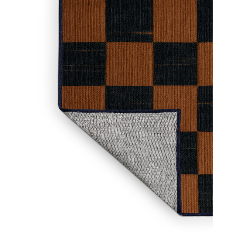 Tapis bleu à carreaux lavable à la machine, Rectangle 3 pi x 5 pi