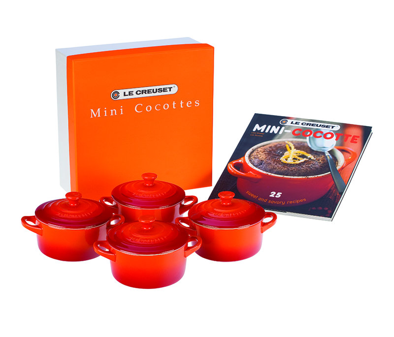 Le Creuset Stoneware Cocottes W/ Mini-Cocotte Cookbook, 8Oz. Each, Flame