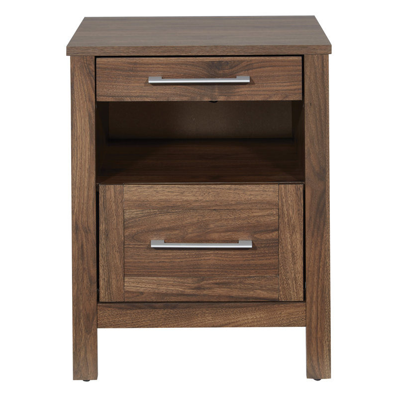 Table de chevet 2 tiroirs Dwane, Noyer classique