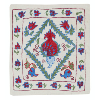 Housse de coussin traditionnelle en coton. Coussin brodé. Nouveau coussin décoratif. 18 x 19 po