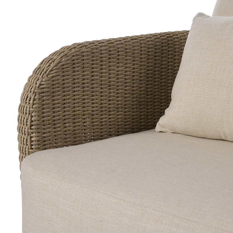 Corrigan Outdoor Swivel Chair-Dark Textured Woven, Vintage White