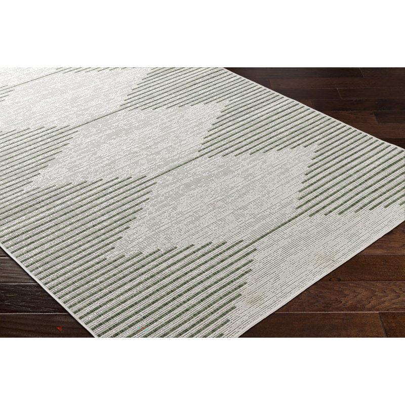 Darrah Round Indoor & Outdoor Boho Moss Grey Rug, Rectangle 130 x 180cm