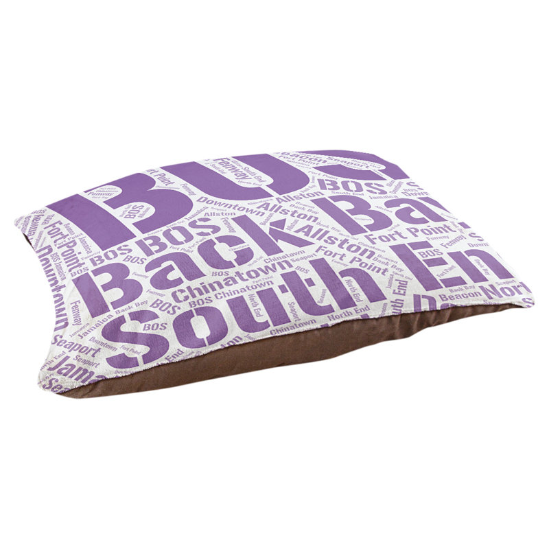 Coussin de chien « districts », Grand (l 40 po x P 30 po x H 14 po), Boston, Mauve
