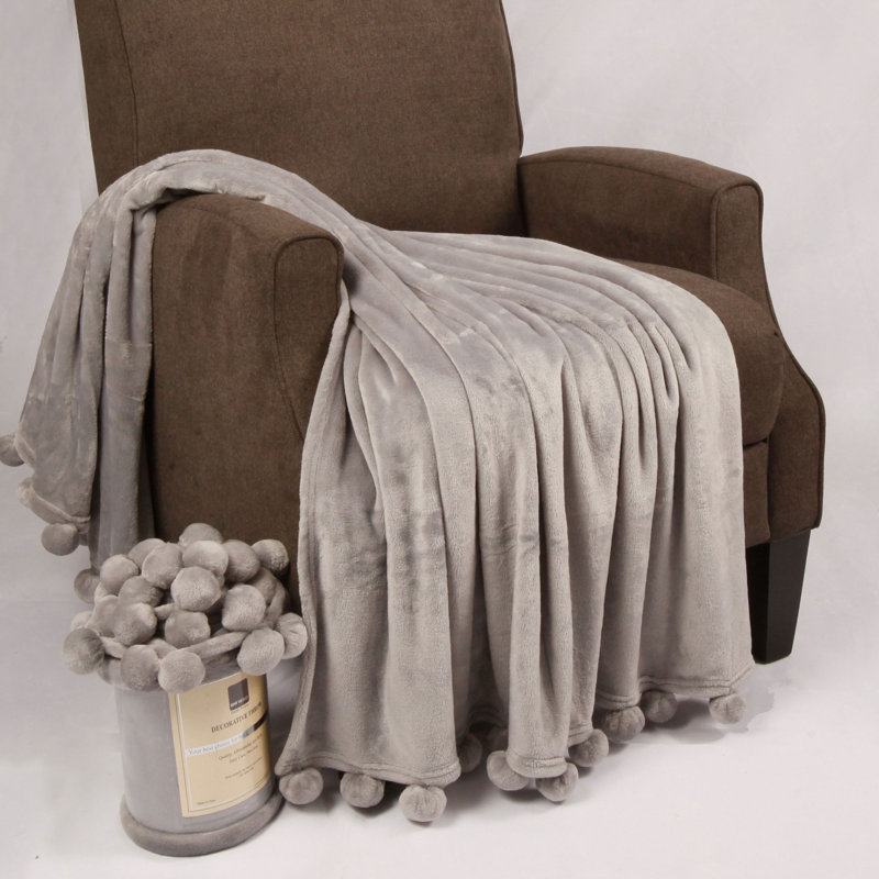 Knitted Throw Blanket, Silver Grey, 127cm W x 152.4cm L