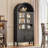 71'' Tall Wood Arched Cabinet with Adjustable LED Lights and Shelves