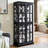 Cabinets Traditional Vintage Display with Glass Doors, Adjustable Shelves, E26 Bulb | Black | MDF+glass-1199951461