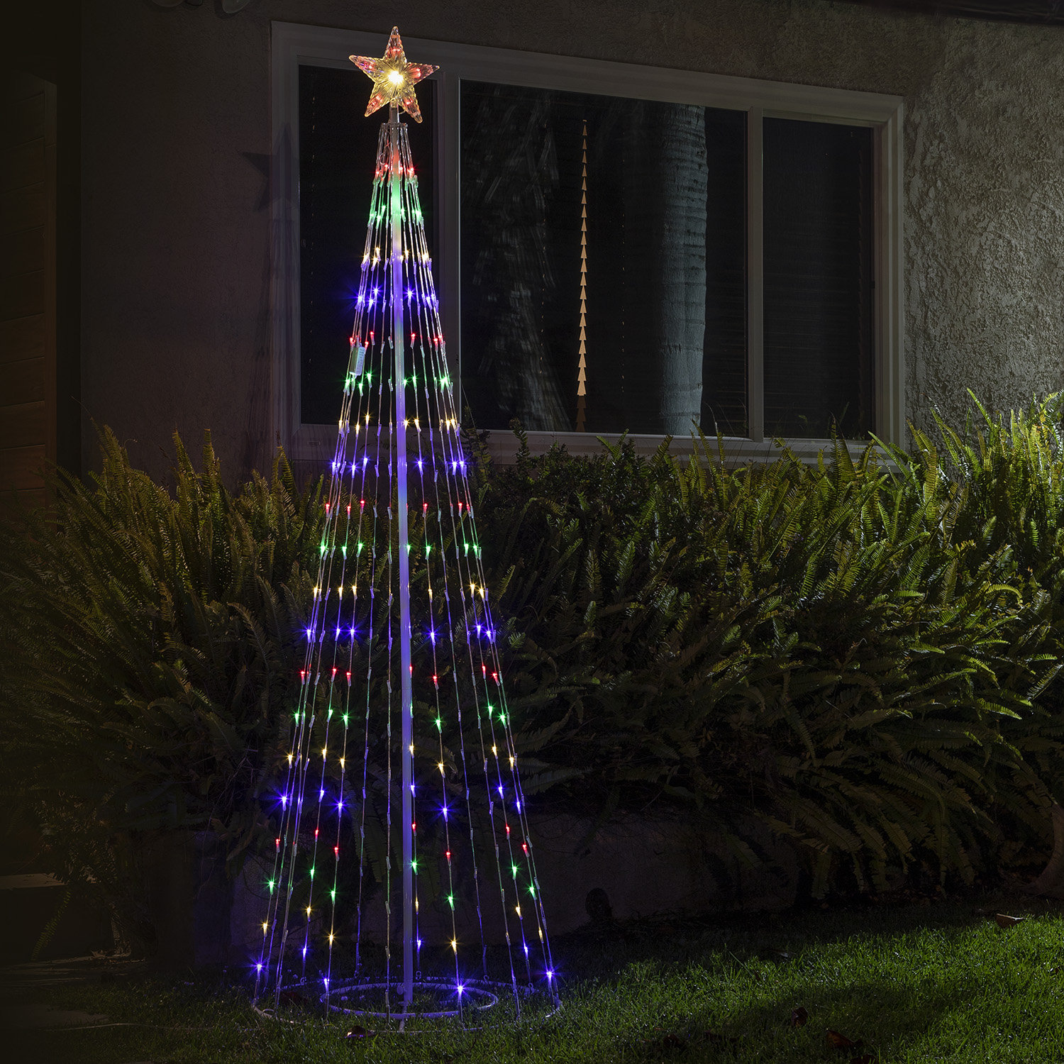 Lighted Christmas Tree Lawn Display, 86" H x 28" W x 28" D