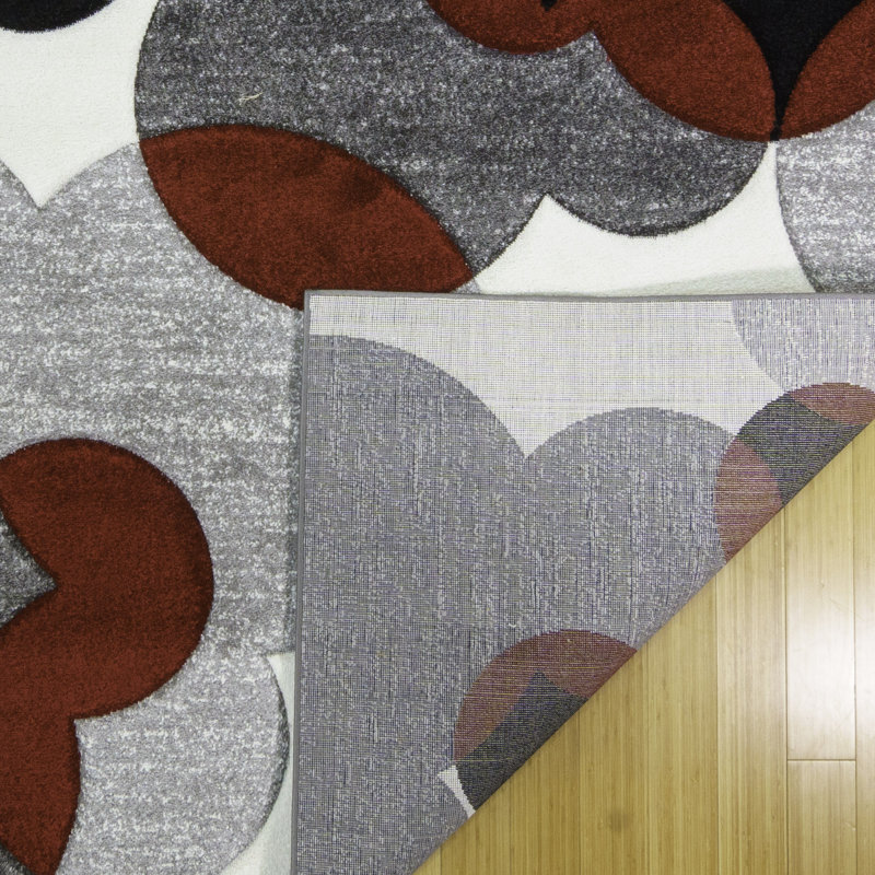 Handmade Red and Black Geometric Synthetic Kids' Area Rug 8' x 10'