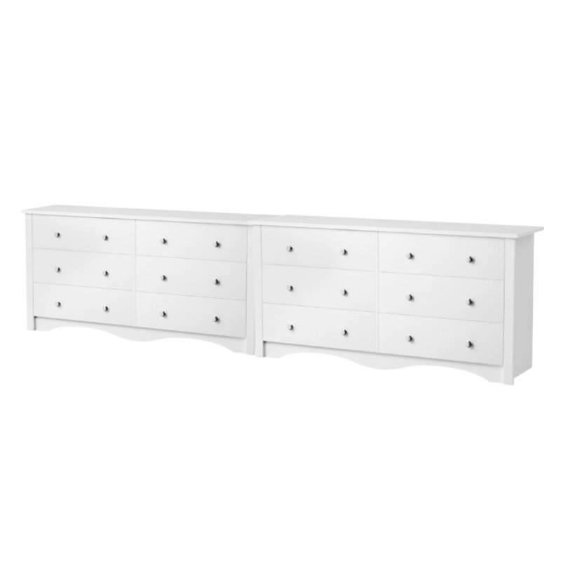 Commode double 12 tiroirs l 116 po, Blanc