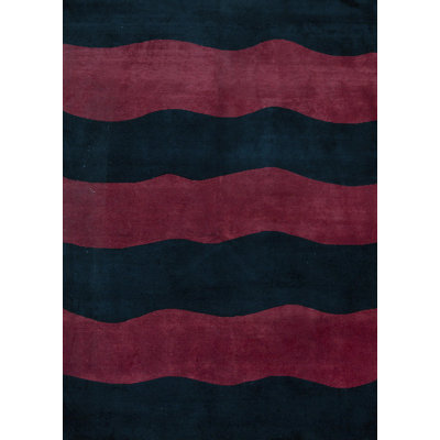 Hand-Knotted High-Quality Red and Black Area Rug