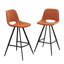 28,25 po, tabourets de comptoir de 2 po de couleur orange - 2 tabourets de cuisine avec revêtement et pieds en métal stables, 2 pieds en tissu-541966675