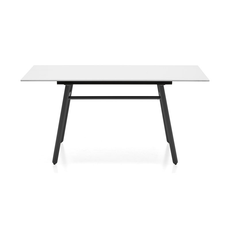 Yo! Table de salle à manger d'extérieur avec pieds en métal, Blanc ardoise, Noir mat