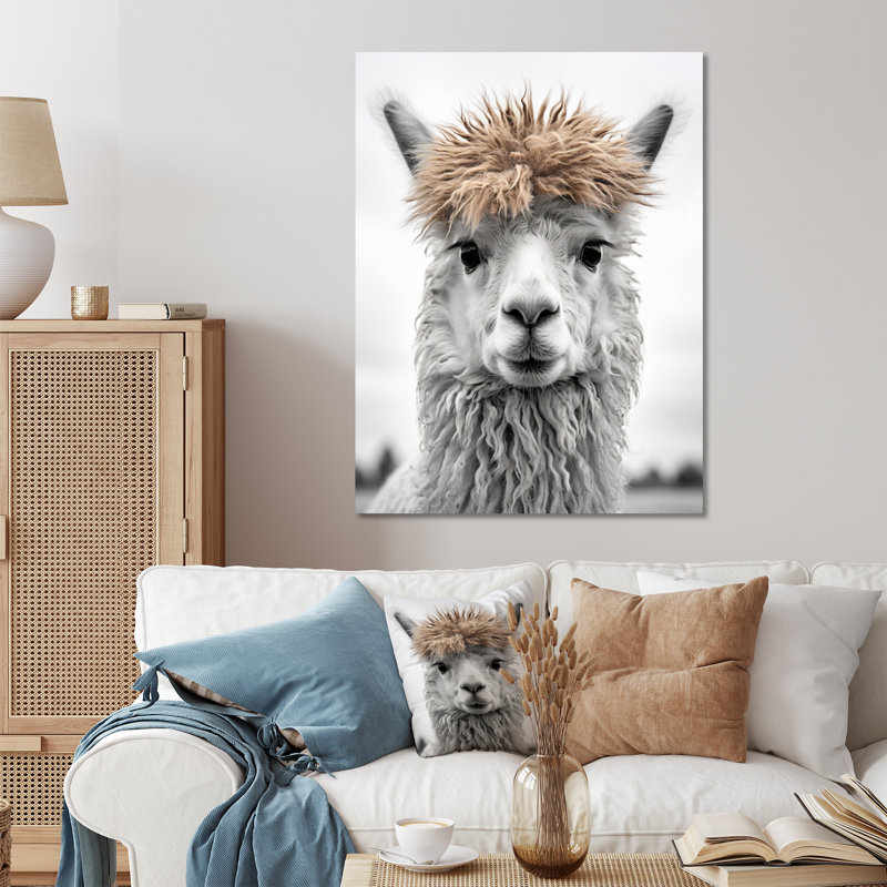 Curieux lama - décoration murale lama en métal, H 32 po x l 24 po