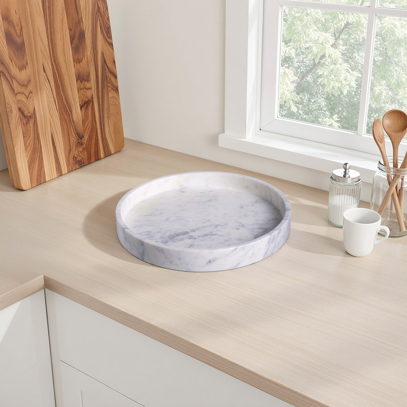 Matheson Marble Tray - Set of 1, 1.5" H x 12" W x 12" D