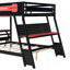 Lit superposé double avec deux bureaux de jeu intégrés, ports de charge USB et organisateur de panneau perforé pour un espace de jeu et d'étude ultime-129686150-129686148