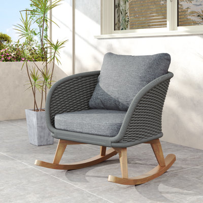 Hrannar Woven Rope Rocking Chair With Removable Cushions by Ebern Designs