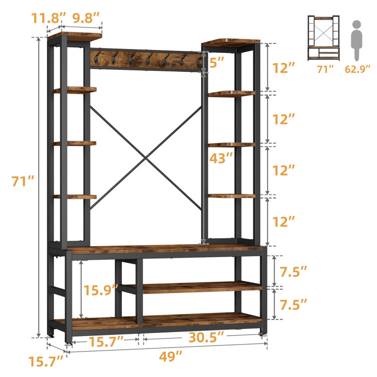 17 Stories Andaluss Hall Tree 49'' Wide with Bench and Shoe Storage &  Reviews