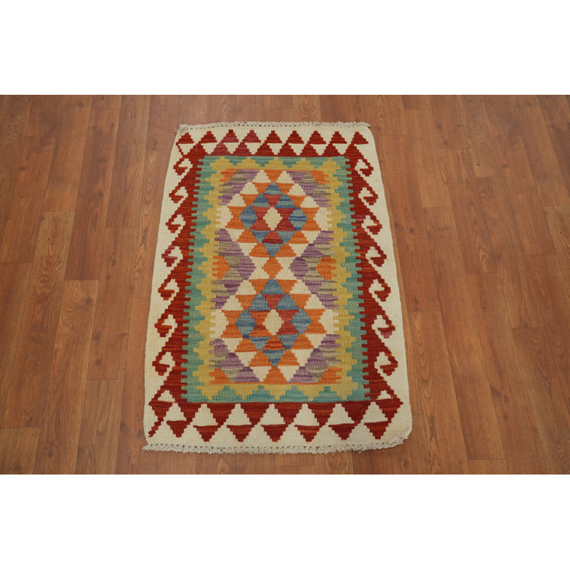 Tapis kilim à motif géométrique vibrant 2x3