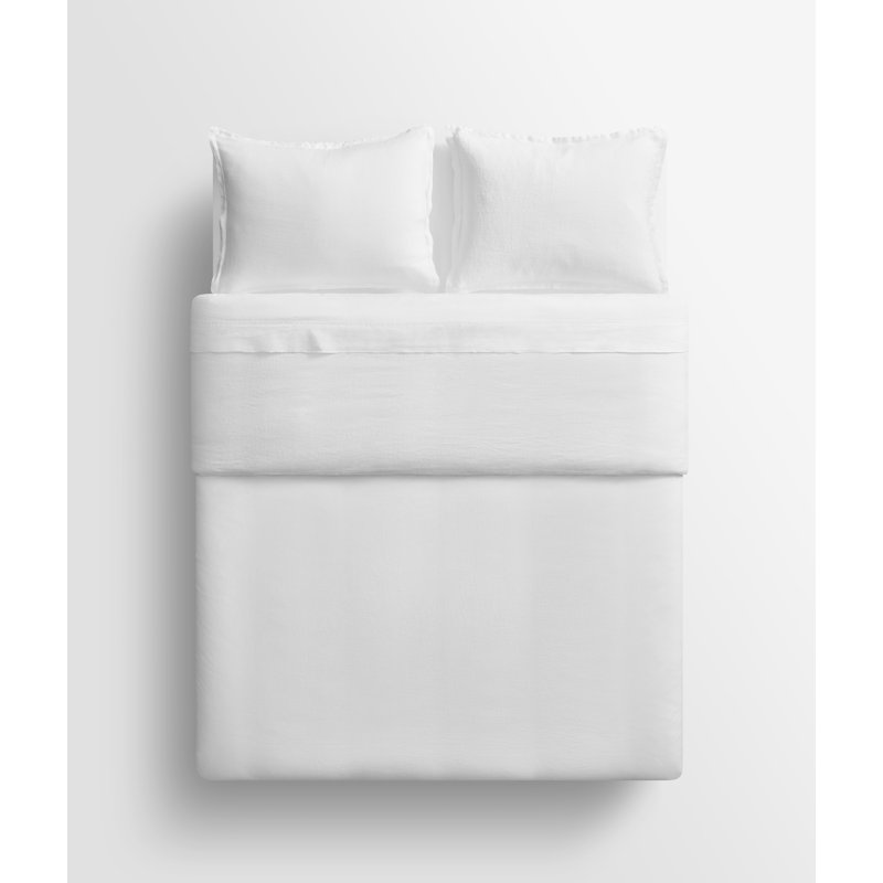 Stone Washed Duvet Cover, Queen Duvet Cover + 2 Queen Shams, White