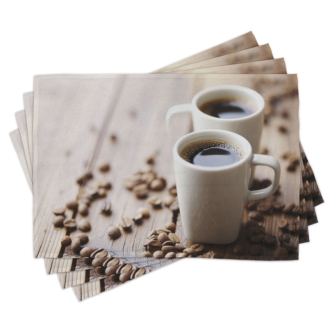 Platzmatten, Espressos in Cups Tabelle, Kaffee, Weiß Braun Kakao