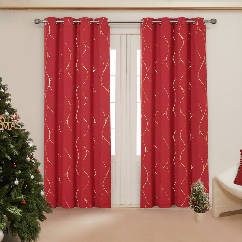 Valmar Blackout Curtain Pair, Width 132 x Drop 183cm, Red