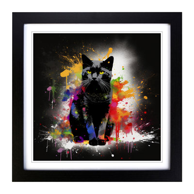 Cat Splatter Art - Framed Print