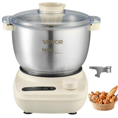 Pétrin électrique de 5,3 litres avec fonction fermentation, idéal pour les pizzas, pâtes et pains au levain. Bol en acier inoxydable 304, minuterie, panneau de commande ergonomique.