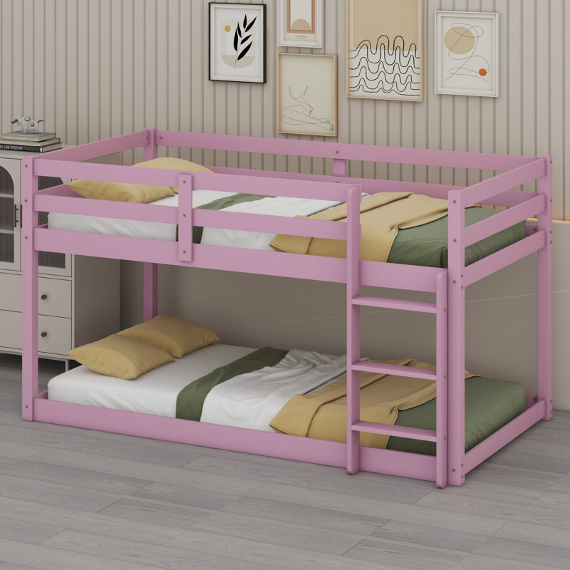 Lit superposé en bois avec échelle, Rose