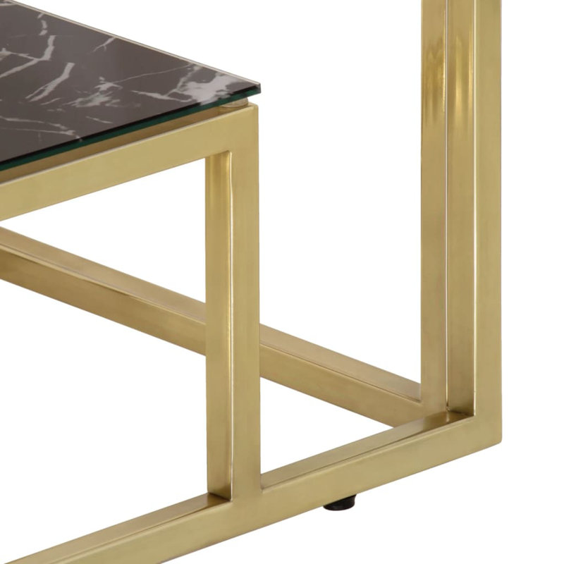 Geise 110cm Glass Top Console Table, Black, Gold