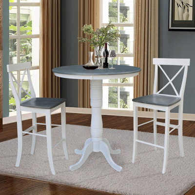 Franklinville 2 - Person Bar Height Table Solid Wood Dining Set by George Oliver