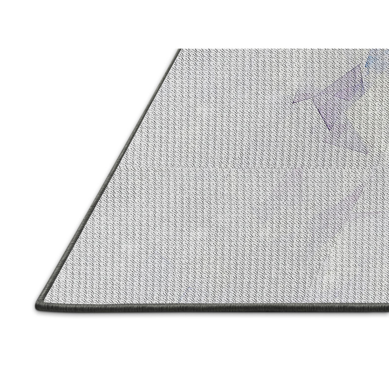 Tapis gris/bleu à motifs, Rectangle 5 pi x 7 pi
