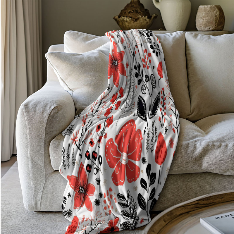 Scandinavian Bloom - 1 pièce Sherpa Premium, Lit simple