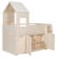 Lit mezzanine en bois avec bureau intégré et solutions de rangement multiples-181683614