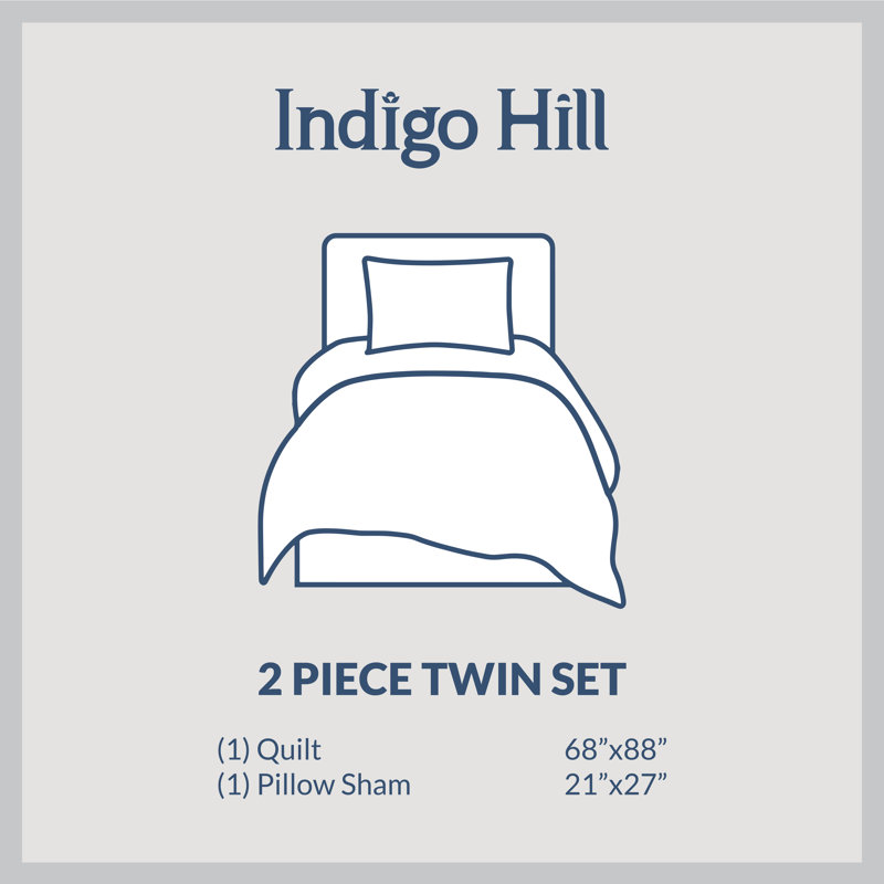 Gray Twin Cotton Diamond Quilted Quilt Set
